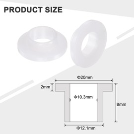 QUARKZMAN 10 Pcs Flange Bushings Plastic Bushings ID 10.3mm x OD 12.1mm x Length 8mm Nylon Bushings White