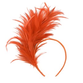 BABEYOND Fascinator Hats for Women Feather Headband Kentucky Headpiece Gatsby Derby Hat for Cocktail Wedding Tea Party Red Orange