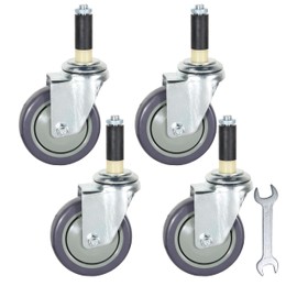 Prep Table Wheels, Expanding Casters Table Wheels Stem Casters with Brake Fit for 7/8", 1", 1-1/2" and 1-5/8" Tube Leg Adapter Work Table Caster Set of 4 (4 Inch, 7/8", No Brake)
