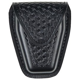 Safariland Model 190 Handcuff Case with Top Flap and Tapered Bottom, Black, STX Basketweave with Hidden Snap, for Standard Hinged Handcuffs