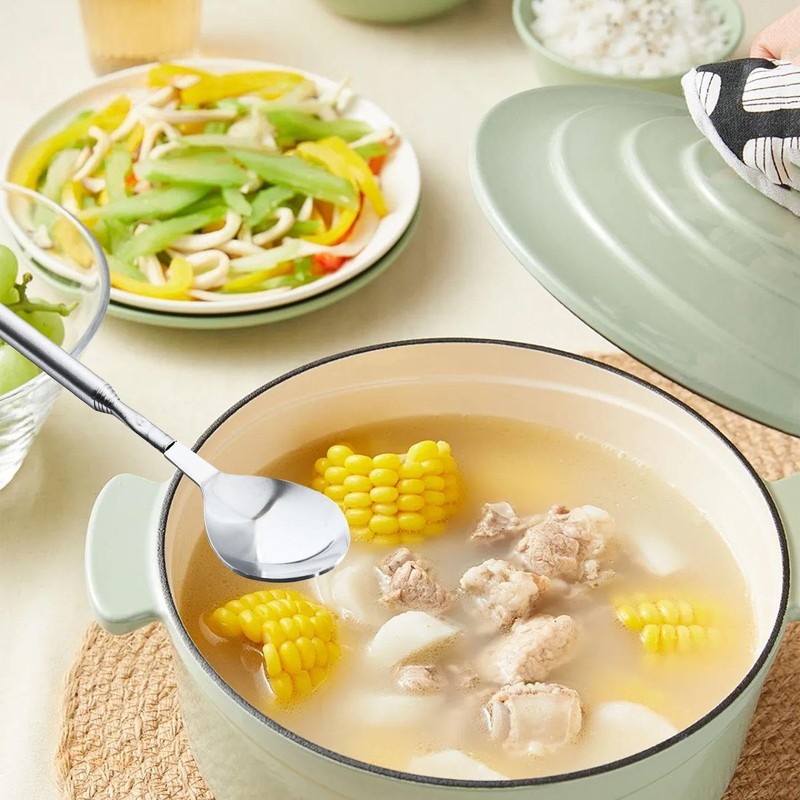 4 Piece Retractable Cutlery, Retractable Cutlery with Long Handles, Stainless