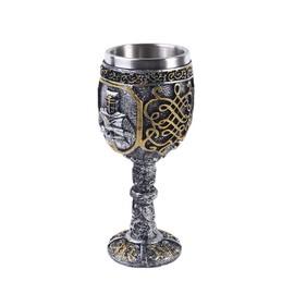 VOANZO Medieval Viking Knight Royal Chalice King Wine Goblet Gothic Metal Cup Drinking Vessel for Themed Party Decorations Wedding Prop