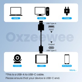 OXZEEWEE Extra Long USB A to USB C Extension Flat Cable 16.4FT/5M with Fixing Nails and Ties 2Pack Charging Cord for Security Camera TP-Link Tapo C120, Eufy S3 Pro, Wyze, Blink, White