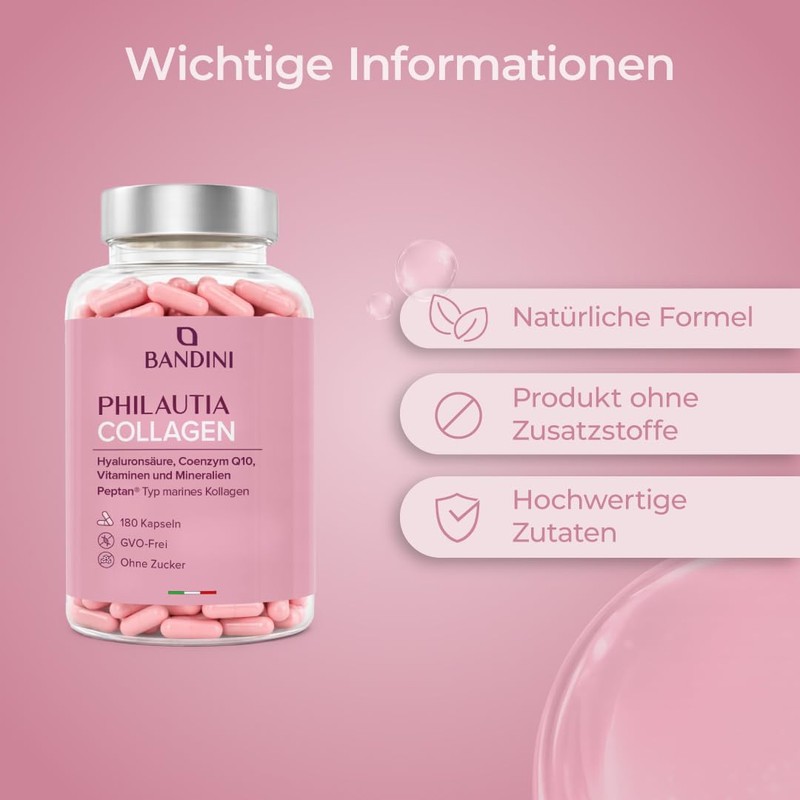 Bandini Collagen Type I Peptan Hyaluronic Acid Complex 180 Capsules