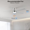 POCHFAN 60 Inch Brushed Nickel Ceiling Fans with Lights and