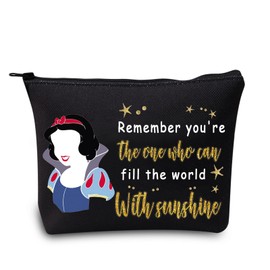 LEVLO Princess Cosmetic Bag Fairy Tale Fans Gift Remember You're The One Who Can Fill The World With Sunshine Makeup Bag Zipper for Women Girls, Remember that you are black, makeup bag
