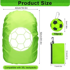 School Bag Rain Cover, Rain Cover Backpack, Rain Protection School Bag, Backpack Cover, Reflective, Rain Cover, School Bag, Step by Step, Backpack Cover Reflective for Boys and Girls, green soccer