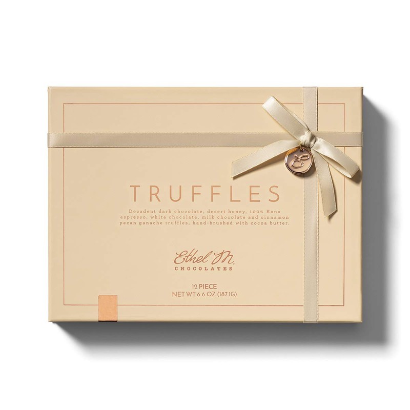 Ethel M Chocolates Premium Truffles Collection, Milk, Dark and White12-Piece