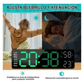 Reloj De Pared Digital Con Termómetro, Alarmas Y Calendario                                                                                           