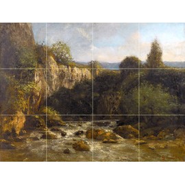 Gorges of RENTS by Gustave Courbet Tile Mural Kitchen Bathroom Wall Backsplash Behind Stove Range Sink Splashback 4x3 4.25" Ceramic, Matte