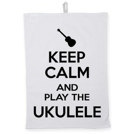 Hippowarehouse Keep Calm and Play the Ukulele Tea Towel Eco Printed Dish Cloth Kitchen accessory 50cmx70cm 100% Cotton