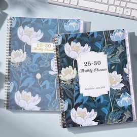 2025-2030 Monthly Planner - 5 Year Monthly Planner/Calendar from JUL. 2025 - JUN. 2030, 9" x 11", Monthly Tabs, Back Pocket, Twin-Wire Binding, Transparent Waterproof PP Cover