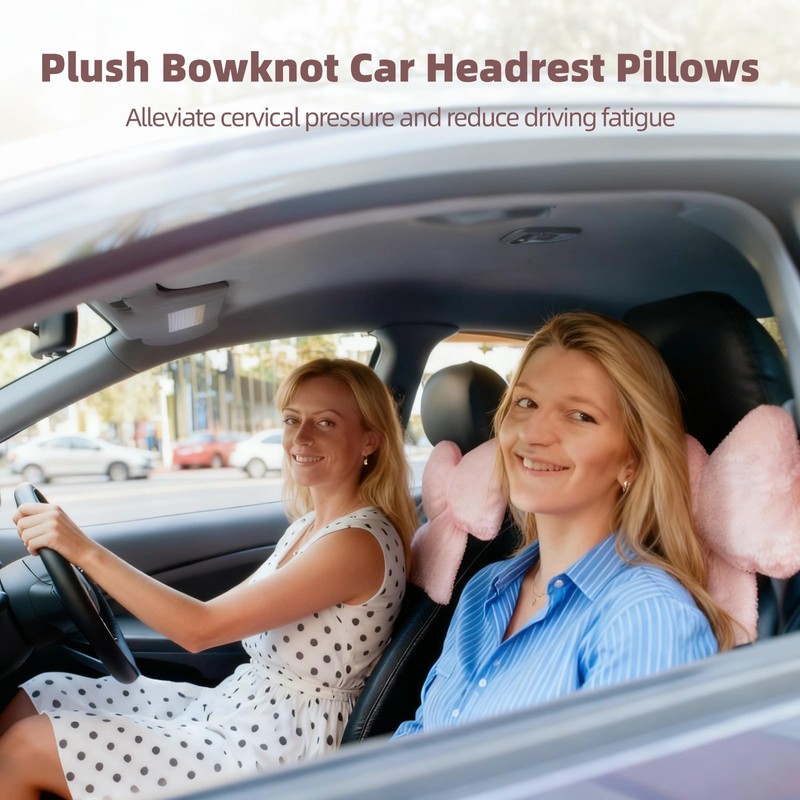 Toyosport 2 Pcs Plush Bowknot Car Headrest Pillows, 8.3 x