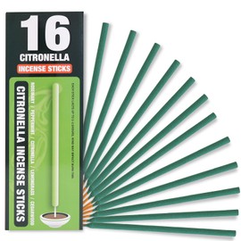 Outdoor Citronella Incense Sticks - 2.5 Hour Protection - 16 Sticks per Box -Citronella Sticks for Camping, Patio, etc