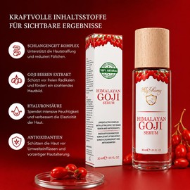 MyGlamy 30 ml Vegan Luxury Anti-Age Serum Himalayan Goji Berries & Snake Gift Snake Superfood Essence Organic 100% Natural Hyaluronic Acid - No Preservatives Perfume Alcohol