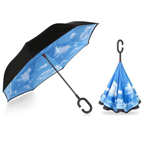 Long Umbrella, Inverted Umbrella, Wind Resistant Umbrella, blue sky