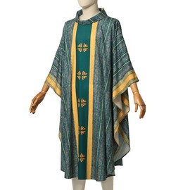 COSDREAMER Unisex Priest Celebrant Chasuble Catholic Church Father Mass Vestments Robe, Green