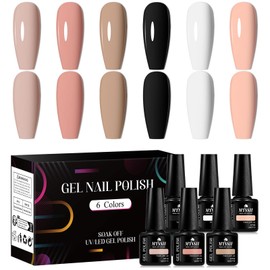 MTSSII Gel Polish Nail Set 6 Colors Skin Tones Collection Nude Brown Gel Nail Polish Pink Neutral Soak off Uv Led Lamp Needed Manicure Diy Home Gift for Girls