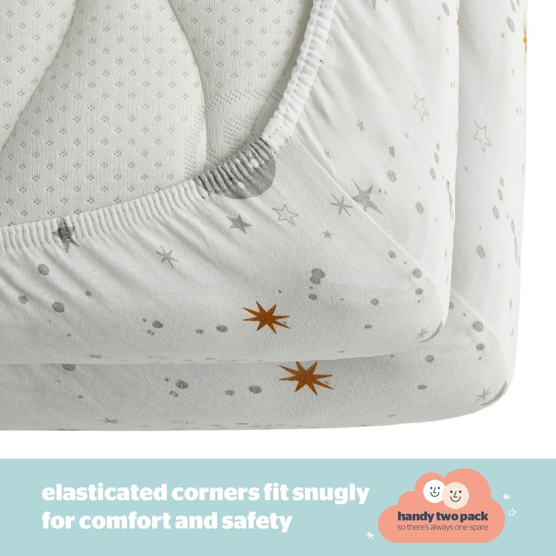 Silentnight Safe Nights Cot Size Fitted Sheets Set 100% Jersey