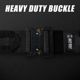 AKS Tactical Belt with Buckle | Molle Belt | Security Utility Belt with Pouch | Heavy Duty Battle Belt (Black, M 34" X 42")