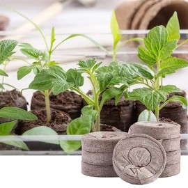 Selbstversorgerladen Pack of 100 Coconut Substrate Sourcing Tabs, Natural Coconut Sourcing Tablets, Potting Soil, Grow Tabs, Sowing Sourcing Tabs, Peat-Free