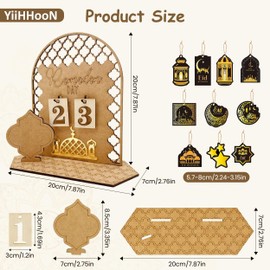 Ramadan Advent Calendar, Ramadan Countdown Calendar and Hanging Ramadan Decorations, Wooden Ramadan Calendar Eid Mubarak Decorations Eid Ramadan Gifts Eid Decorations for Home Table Decor
