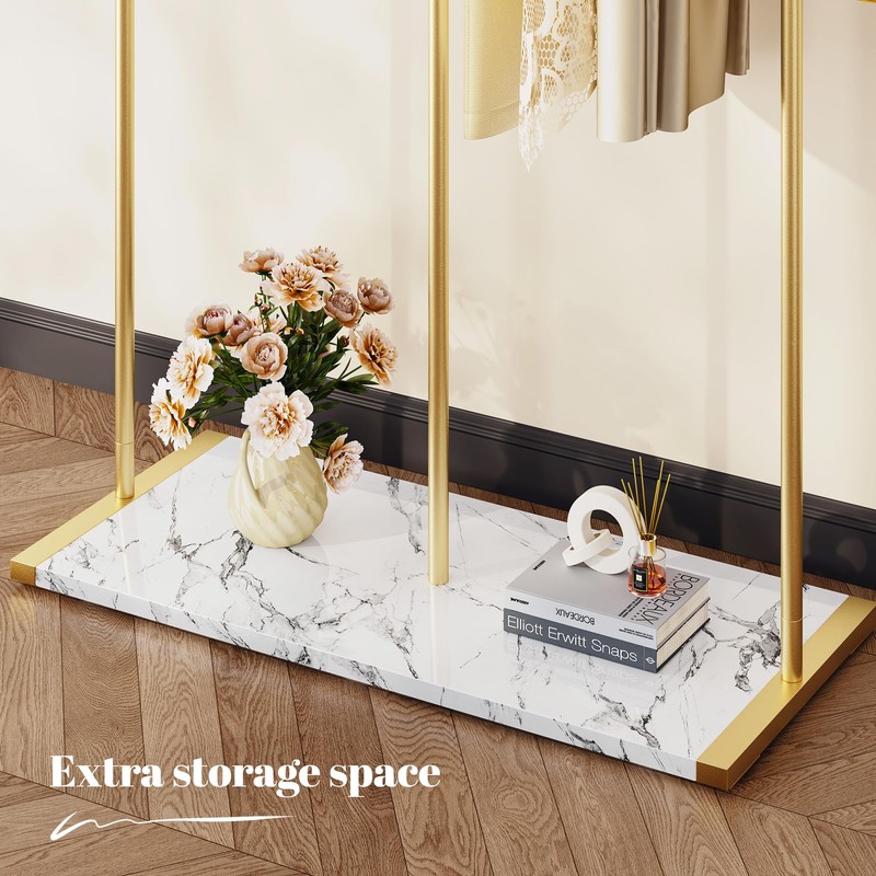 Raybee 76.7" H Gold Clothing Rack for Small Space, Modern