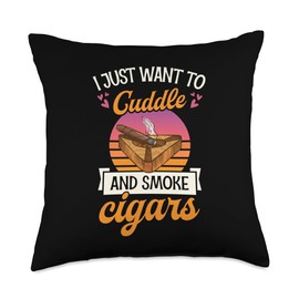 I Just Want To Cuddle And Smoke Cigars Valentines Day Throw Pillow