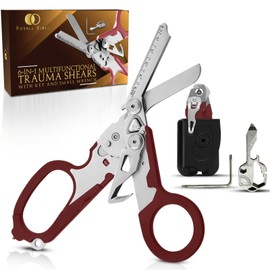 6-in-1 Multifunctional Trauma Shears – Premium Medical Shears for Nurses, EMTs, and First Responders (Red)