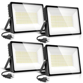 2 Pack LED Work Light, 100W LED Flood Light Outdoor 10000lm with US Plug,IP66 Waterproof Outdoor Security Lights,6500K Daylight White DOB Drive Outside Floodlights for Playground Yard, Patio
