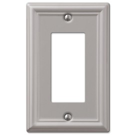 Amerelle 149RBN 1 Rocker Wall Plate, 1 Duplex Outlet, Brushed Nickel