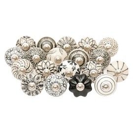 SHYAMVUN Handmade Assorted Designs Ceramic Door Knobs, Vintage, Shabby Chic, Interior Furniture, Cabinet Cupboard Wardrobe Drawers Pulls Handles (20-Pack)