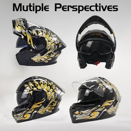 SanQing Modular Motorcycle Helmet, Adult Flip Up Full Face Dual Visor Helmet DOT Approved for Men Women Moto Street Bike ATV UTV Snowmobile