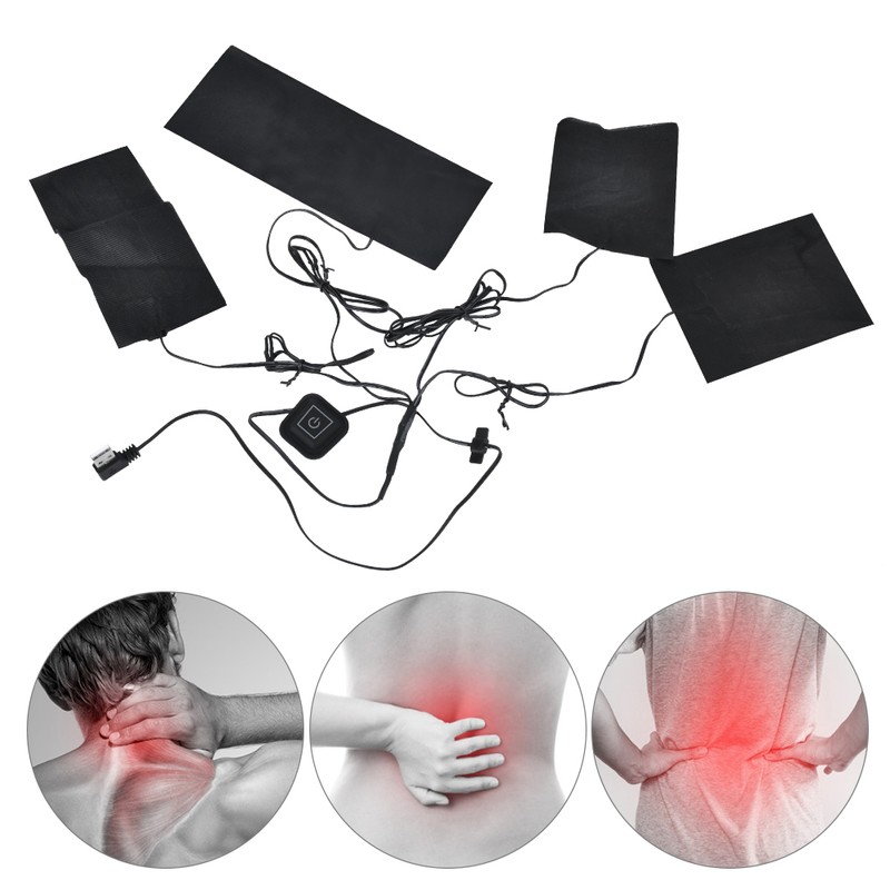 5V 2A USB Electric Heated Jacket Heating Pad Adjustable Temperature