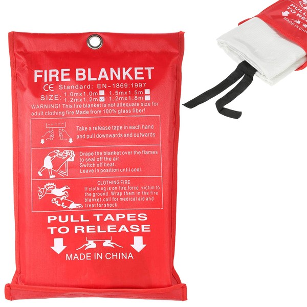 PLASTIFIC Large Fire Blanket 1mx1m Safety Quick Release Home Kitchen Office Caravan (Hanging Model, Pack of 1)