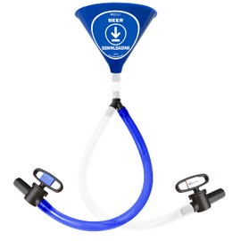 Head Rush Beer Downloading Double Header 2-Tube Beer Bong, 8" x 6.5" Plastic Funnel with Dual Flexible Hose, 2 2-ft Long Thick Tubes for Parties and Games for Adults.