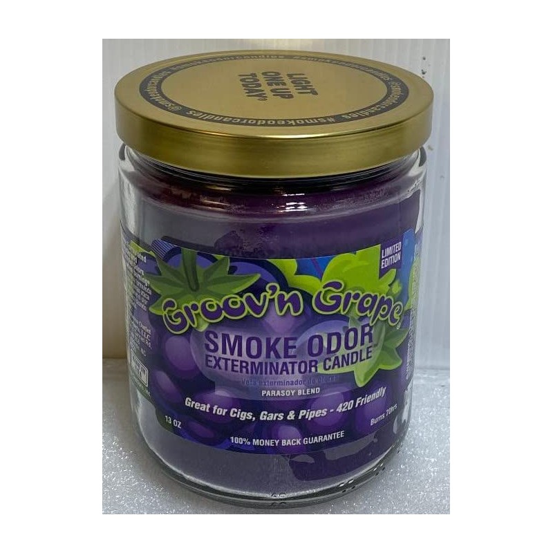 Smoke Odor Exterminator 13oz Jar Candle, Groovn Grape Four Pack.
