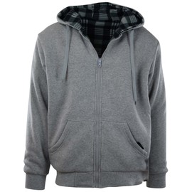 ChoiceApparel Mens Full Zipper Fleece Basic Hoodie with Lining (L, 91033-GREY)