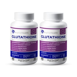 RAPHA HEALTH - Twin Pack Glutathione Enhanced with Vitamin C & Zinc | Advanced Antioxidant & Immune Support | Detox & Skin Health Formula | 120 Tablets - Two (2) Month Supply