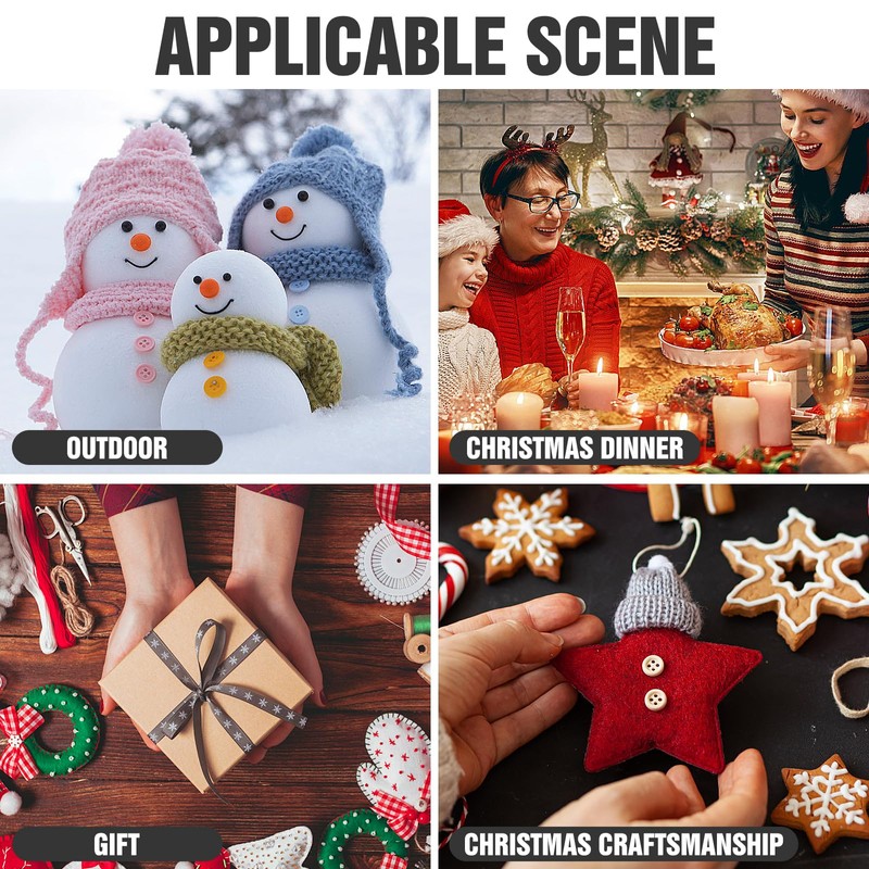 NIYANGLE Christmas Snowman Kit, Mini Black Hats Nose & Buttons