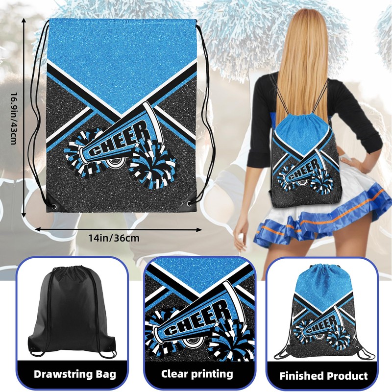 6 Pcs Cheer Drawstring Backpack Cheerleading Drawstring Bag Cheer Accessories