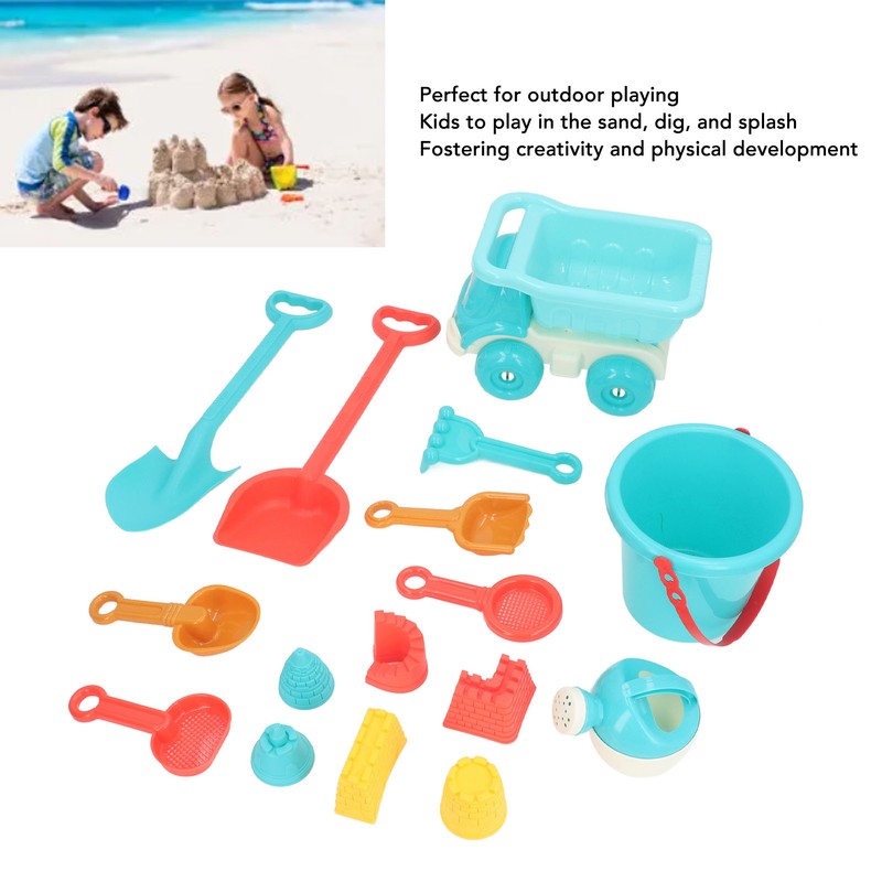 16pcs Kids Beach Toys Set Bucket Shovel Rake Sand Model