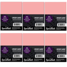 Speedball 3 in. x 4 in. Speedy-Carve Linocut Block (6-Pack) - Premium Pink Rubber Linoleum Carving Blocks for Printmaking, Printing, and Stamp Making