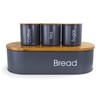 Megachef MG-317 Bamboo Kitchen Countertop Metal Bread Basket & Canister Set in Gray with Lid - 4 Piece