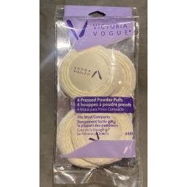 Victoria Vogue, Round Puff Pressed Powder Puffs For Compacts 2 Inch 4 Pack NEW