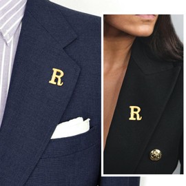 Initial Lapel Pin for Men Women, Brooch Pins for Men Suits, Metal Button Pins in 18K Gold and Silver Tone.