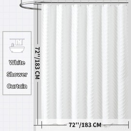 Yofori White Shower Curtain Bathroom Curtains Window Boho Fabric Wet Room Shower Curtains Sets with Hooks Bath Decor Accessories, 183x183cm