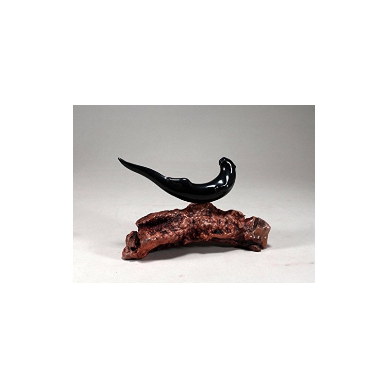 River Otter Sculpture by John Perry "On Back" Statue "Ebonite"