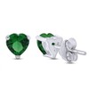 Heart Shape Simulated Green Emerald Stud Earrings In 14K White