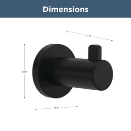 FRANKLIN BRASS Kildare (1-Pack) Towel Hooks Matte Black Single Bathroom Hooks Wall Mounted for Robes & Towels Hand Towel Hook Holder Kitchen, Bathroom Accessories KLD35-MB